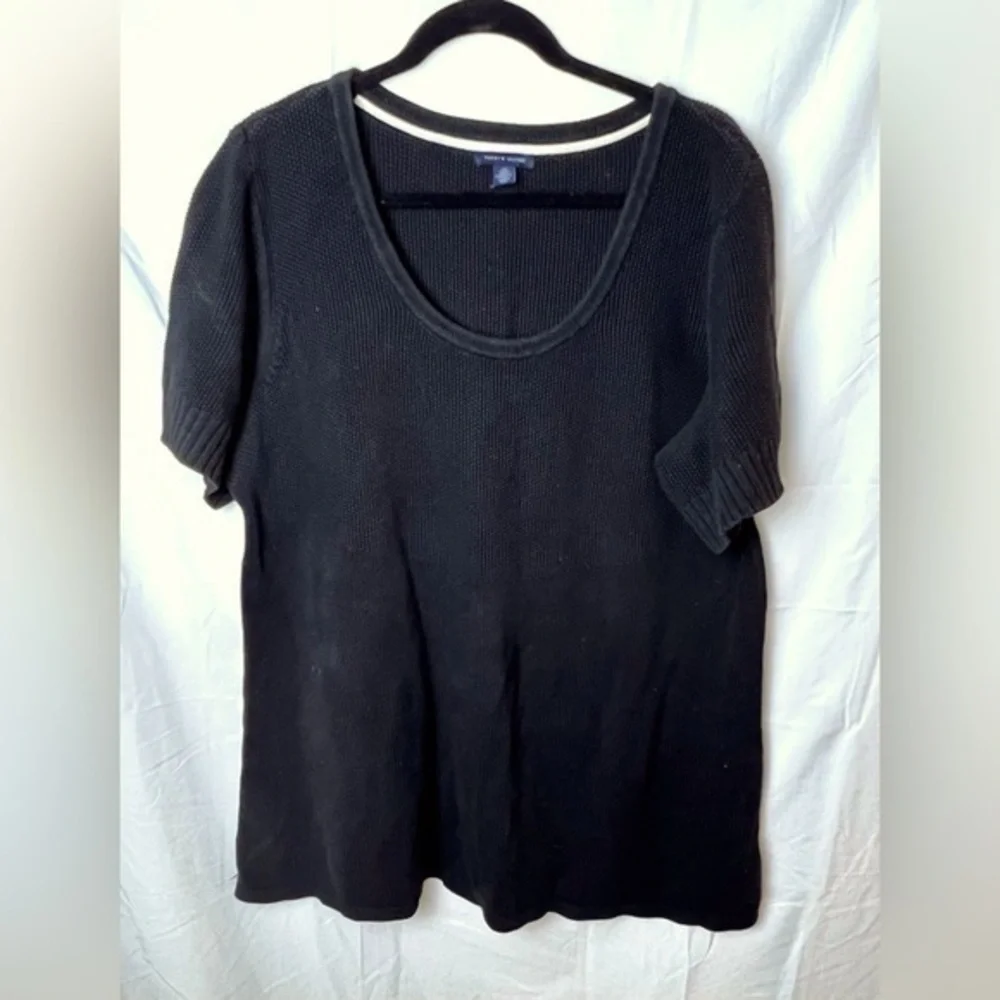 Tommy Hilfiger Short Sleeve Black Sweater 2X